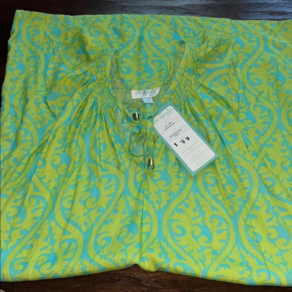 Escapada Lime Green and Aqua Dress - Picture 2 of 5